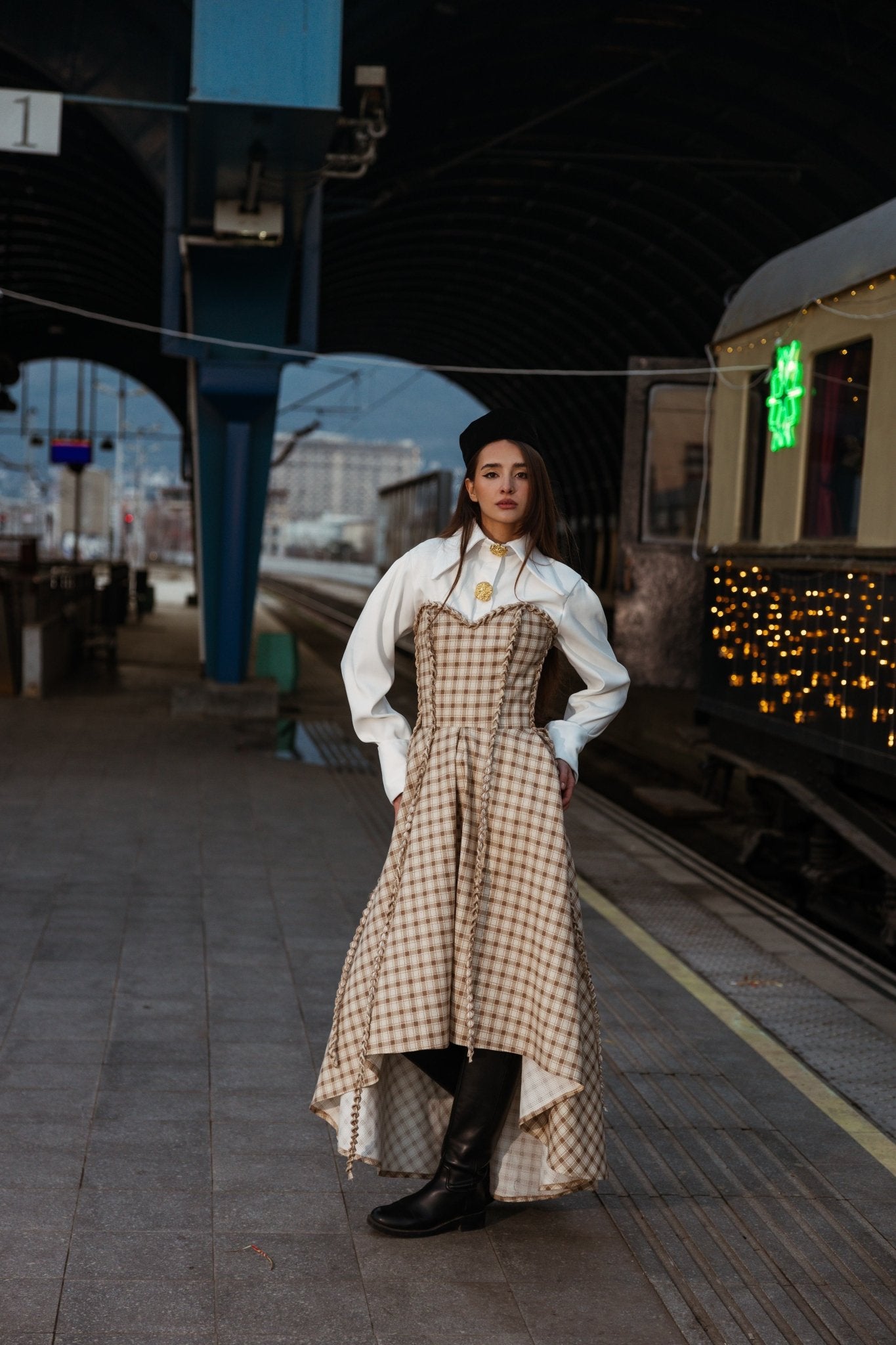Elodie Cream Plaid Maxi - Image 4