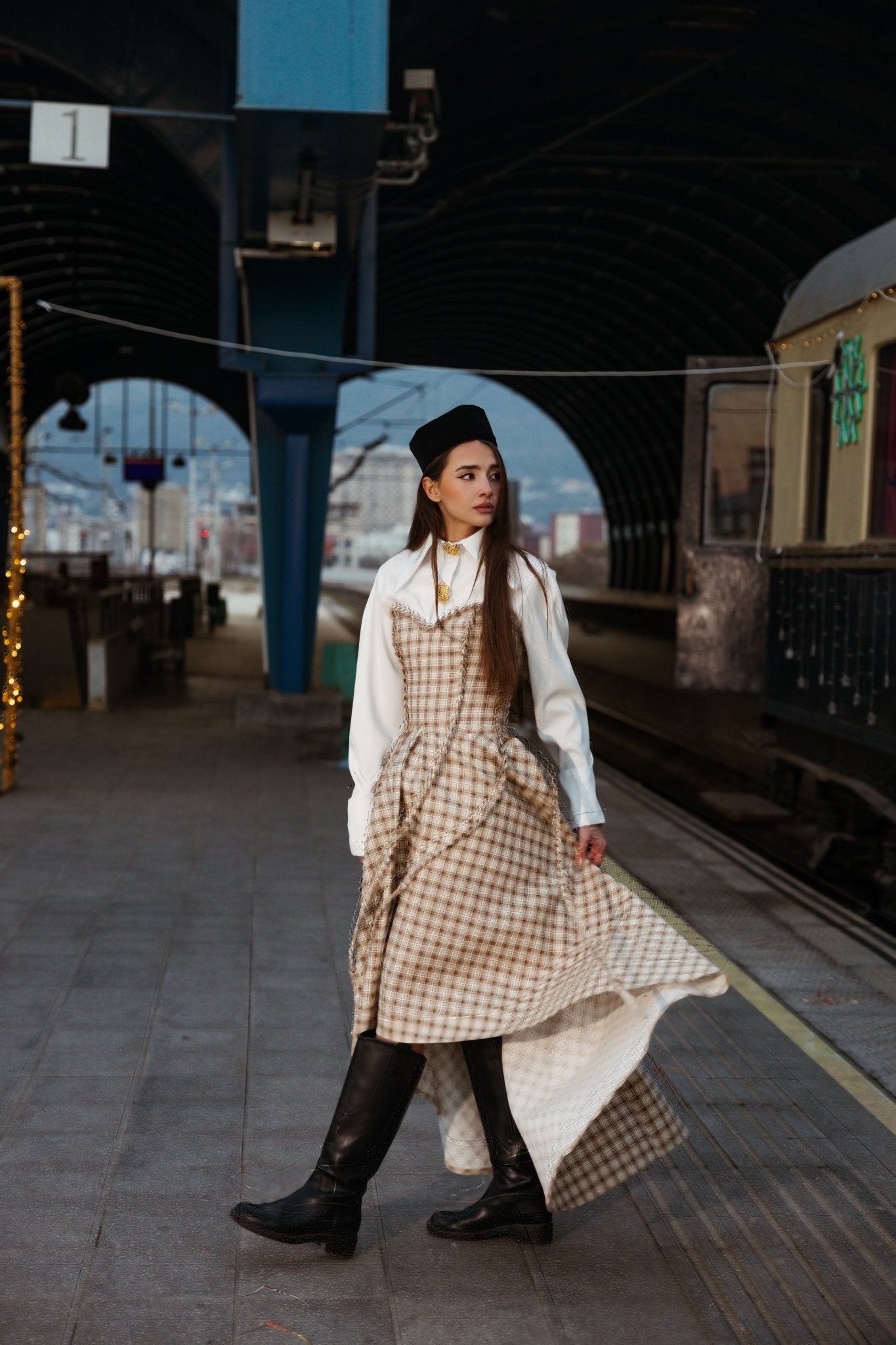 Elodie Cream Plaid Maxi - Image 3