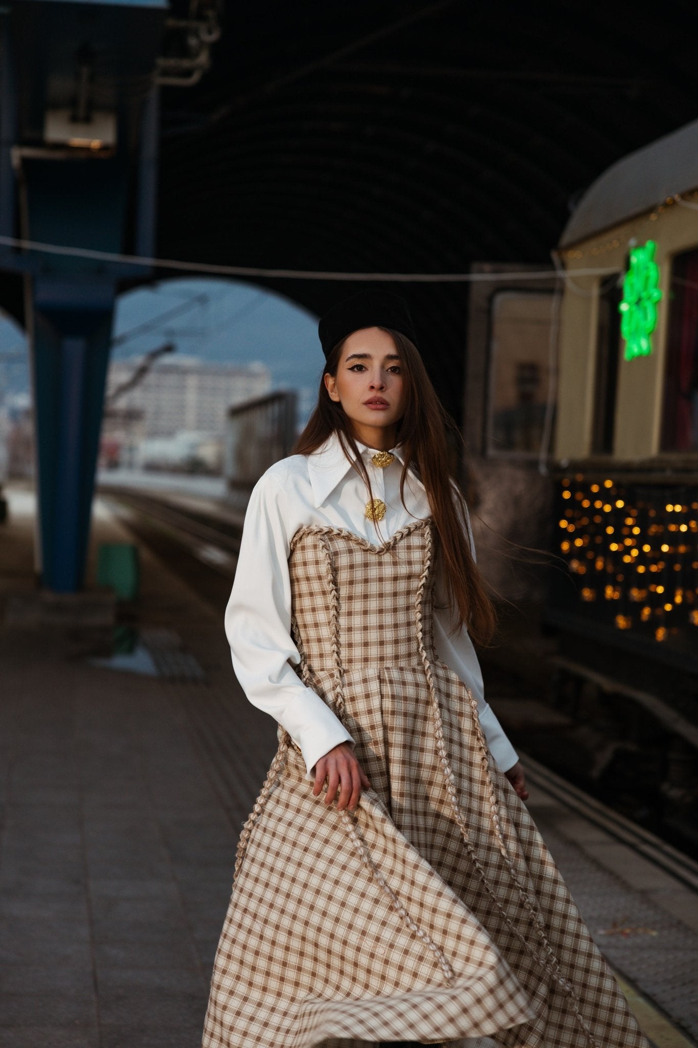 Elodie Cream Plaid Maxi - Image 2