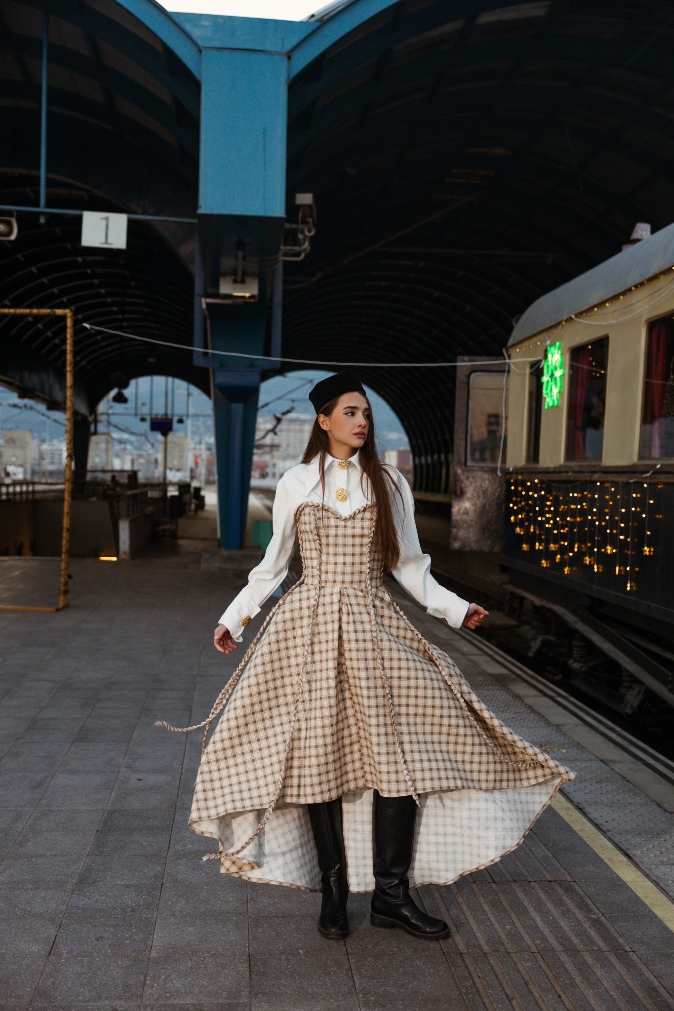 Elodie Cream Plaid Maxi - Image 5